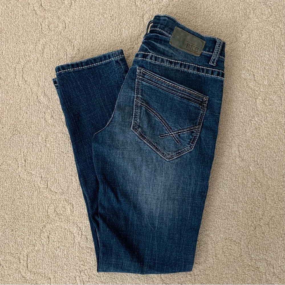 Men’s BKE Jeans Alec Straight Leg Dark Wash Distressed 30S